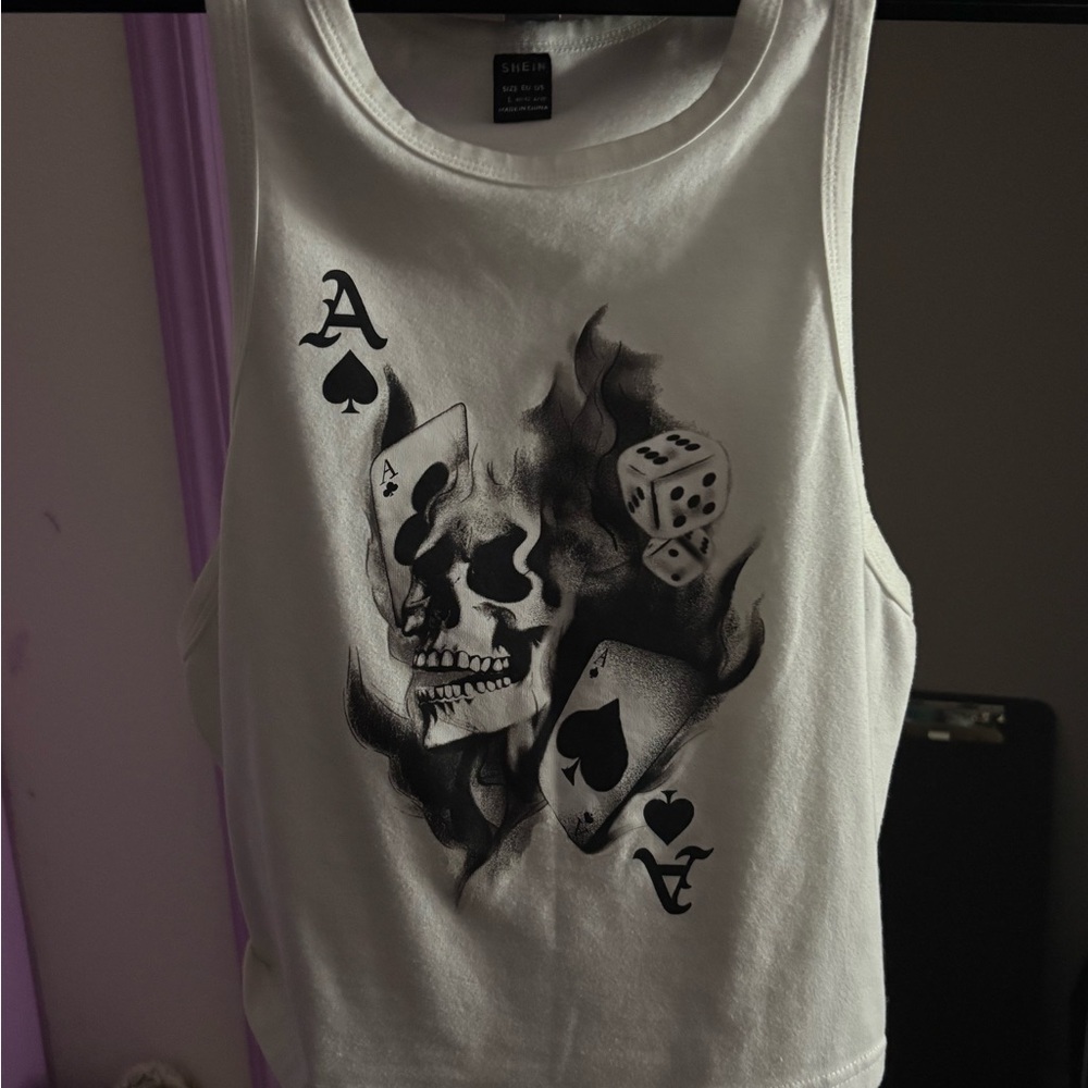 SHEIN White Graphic Tank Top